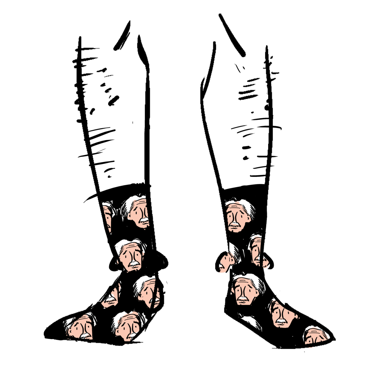 Black socks with Einstein faces on them