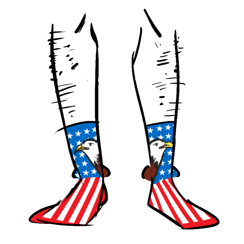 Socks with the USA flag and a bald eagle