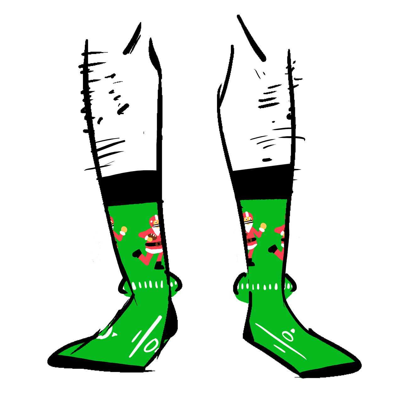 Socks showing Santa Claus playing football