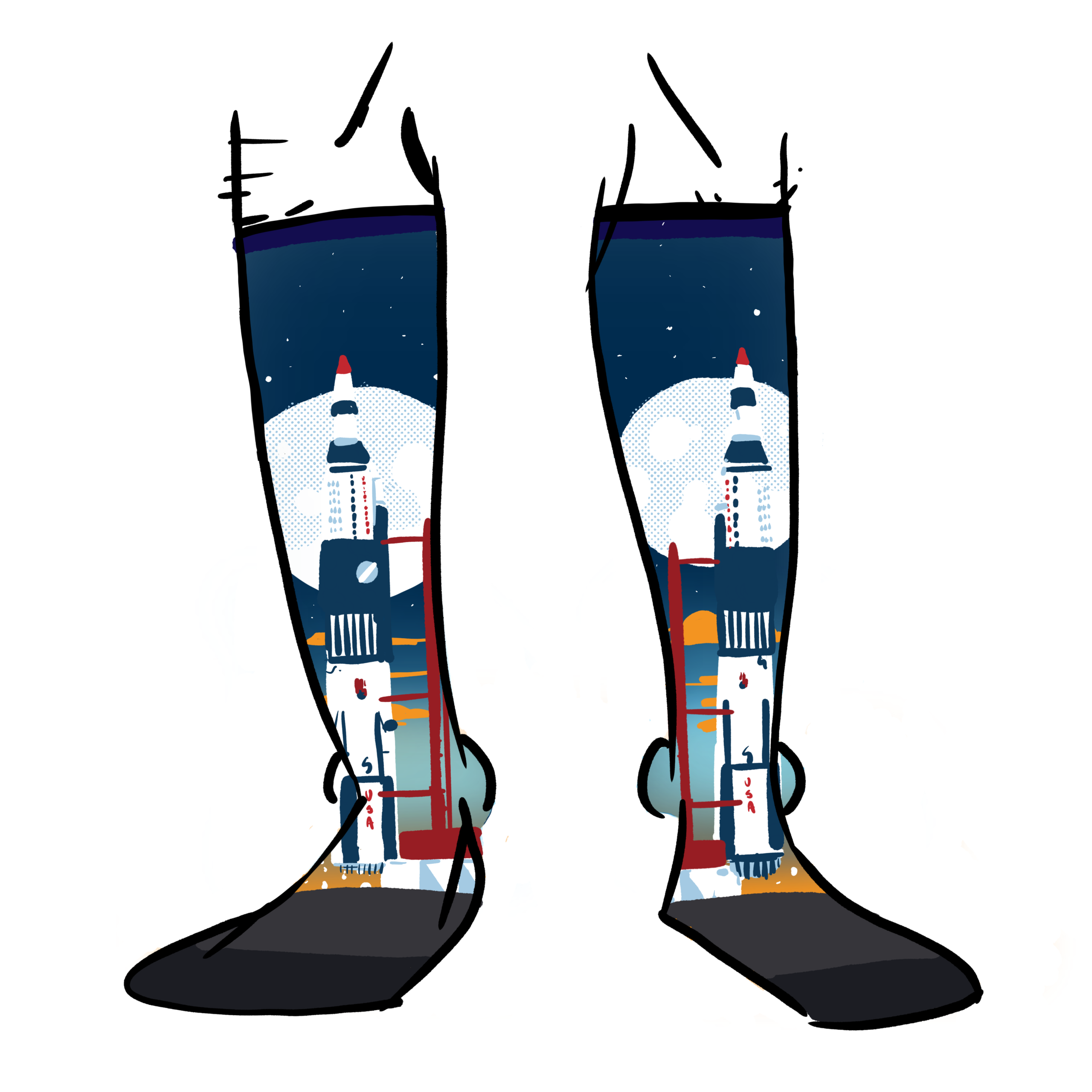 The Saturn 5 rocket printed on socks