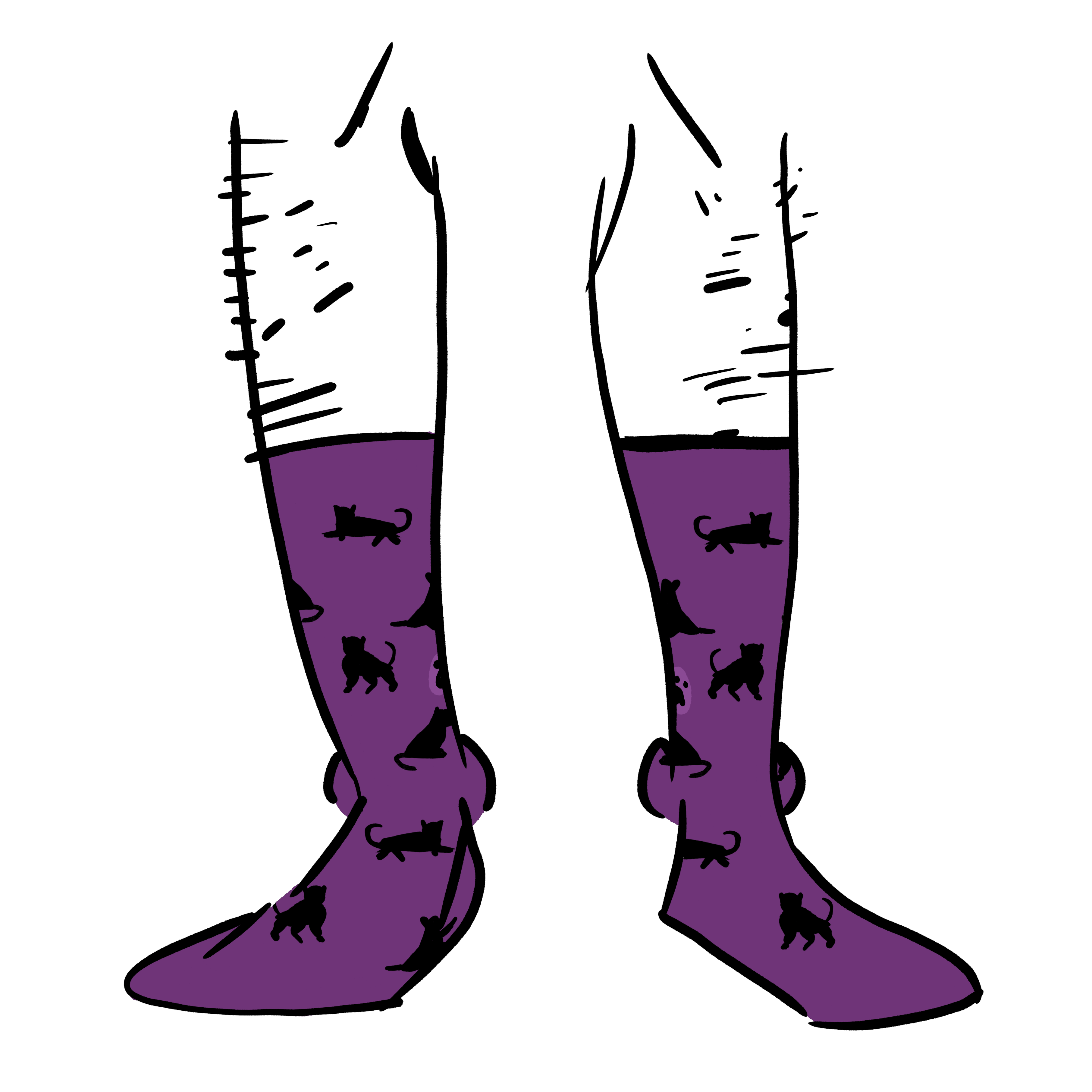 Black cats on purple socks